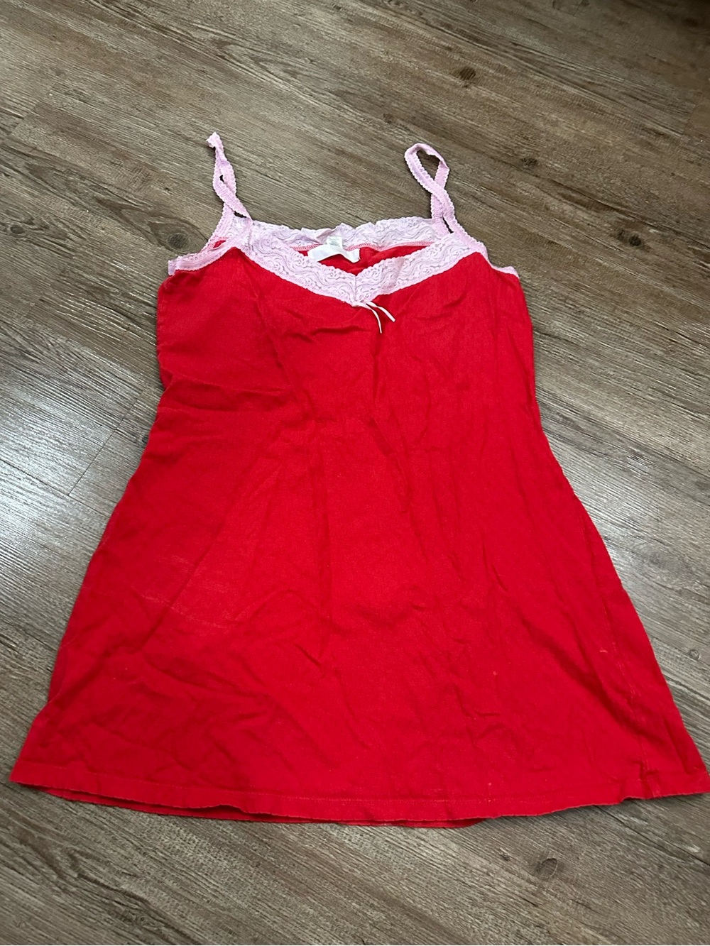 Victoria's Secret Red Chemise with Pink Lace Trim